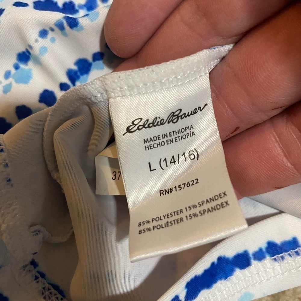 Eddie Bauer girls size L blue and white rash guard - Picture 5 of 5